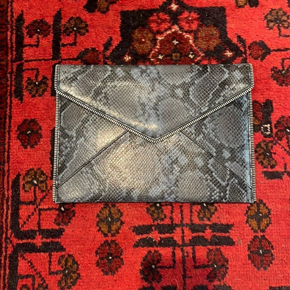 Rebecca Minkoff blue snakeskin clutch